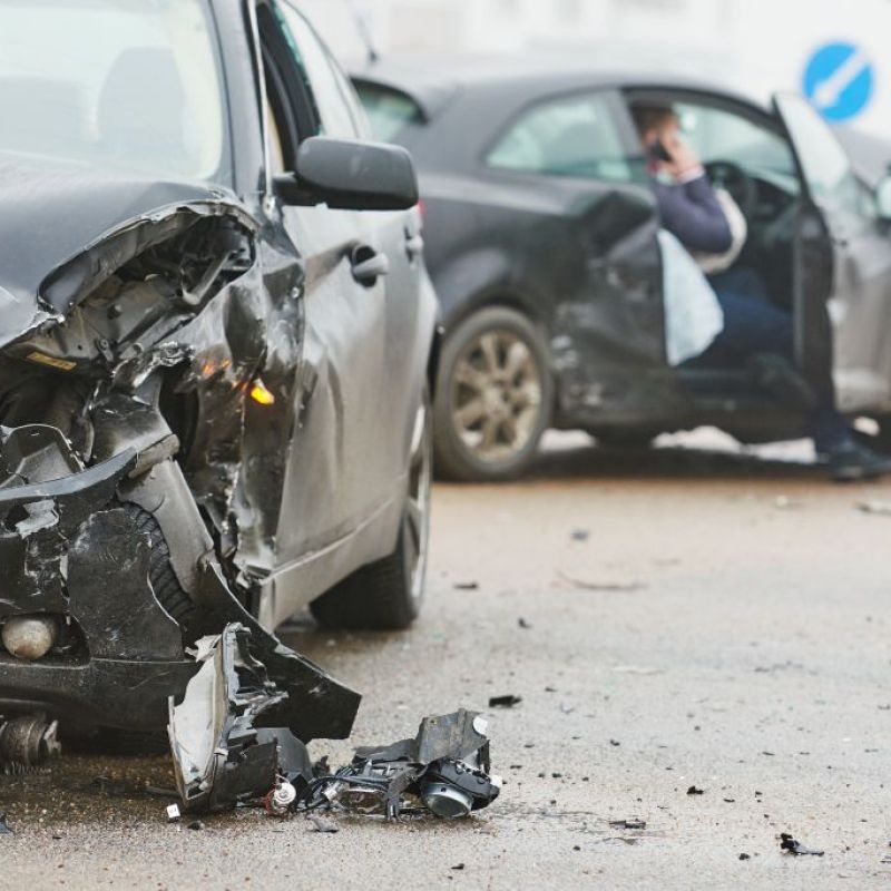 multiple vehicle accident in roadway