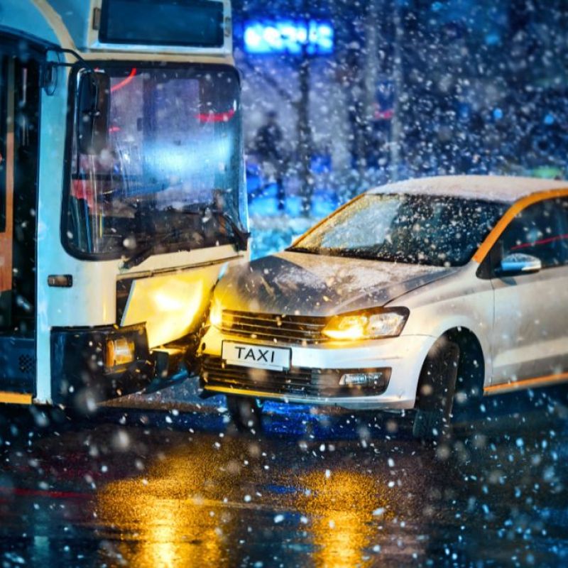 car and bus collision