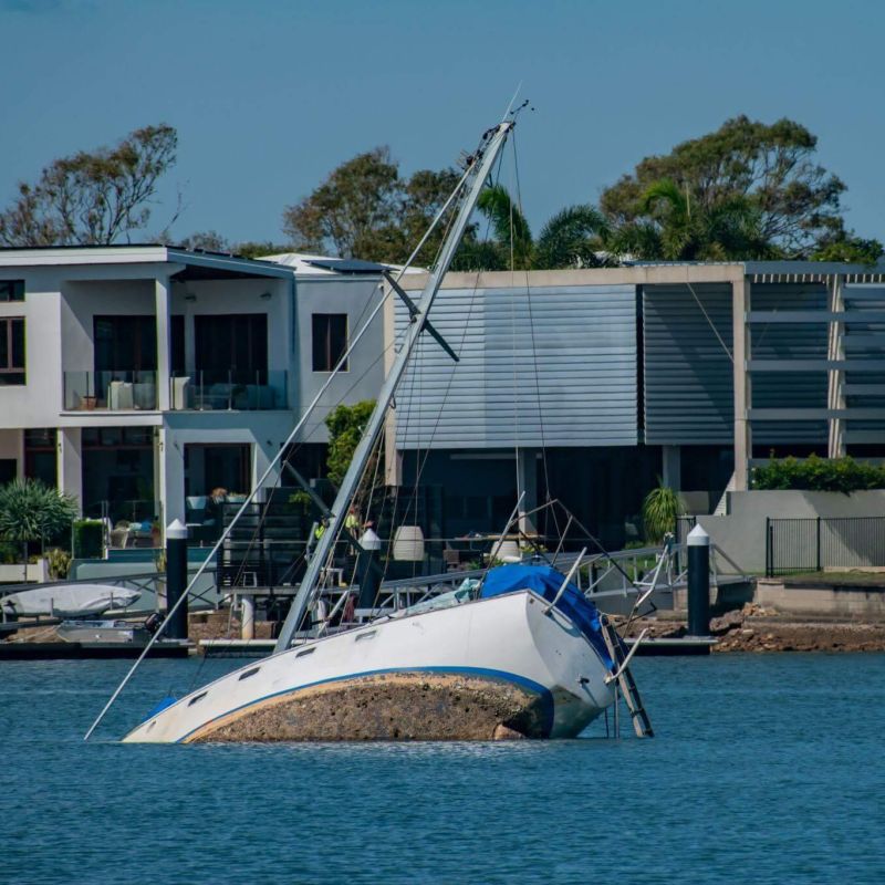 Boat in water following a Michigan accident