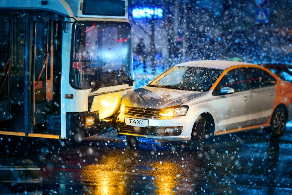 car and bus collision