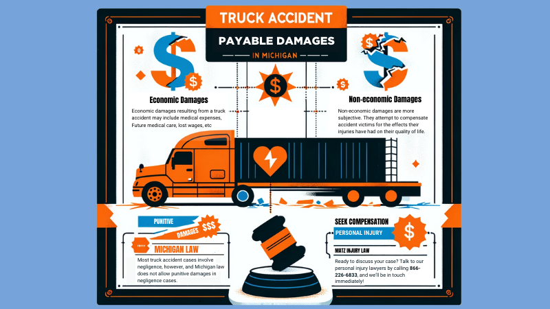 | Matz Injury Law truck accident payable damages infographic