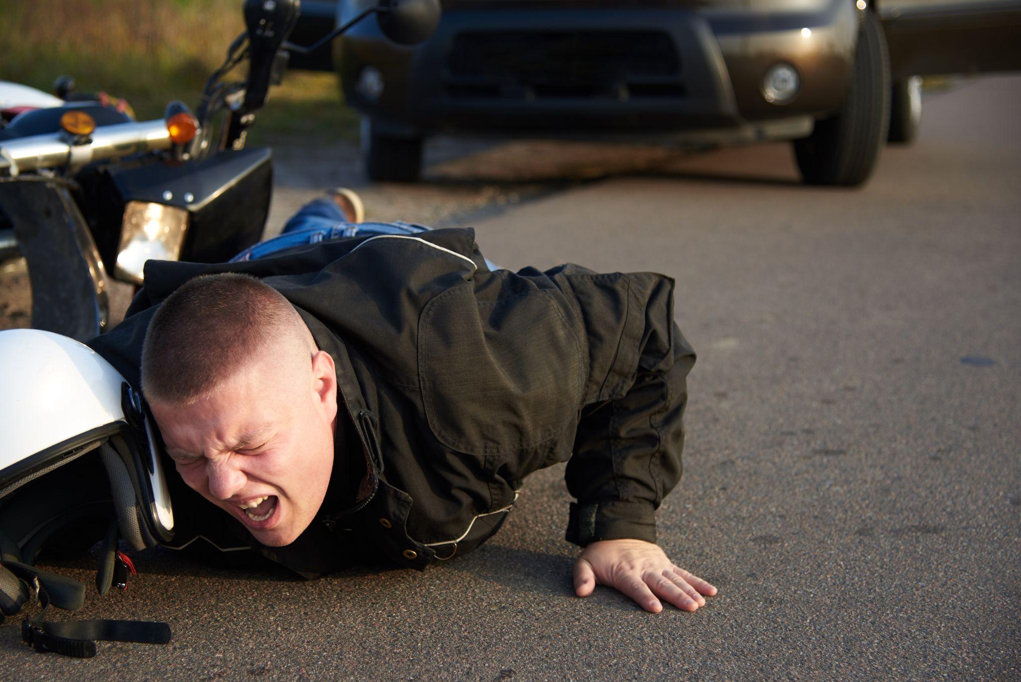 Motorcyclist after an accident