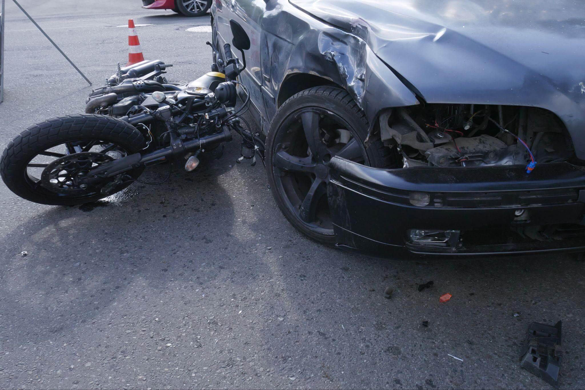 Damaged car front end
