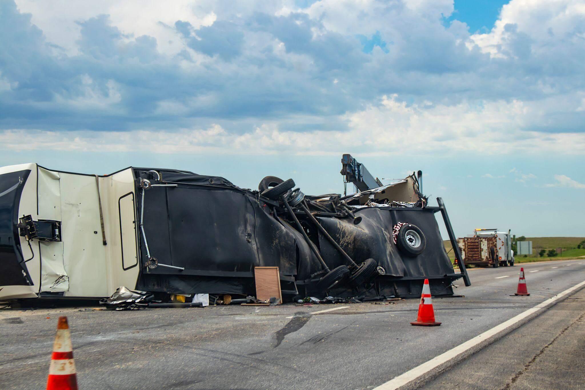 a truck that is sitting on the side of the road