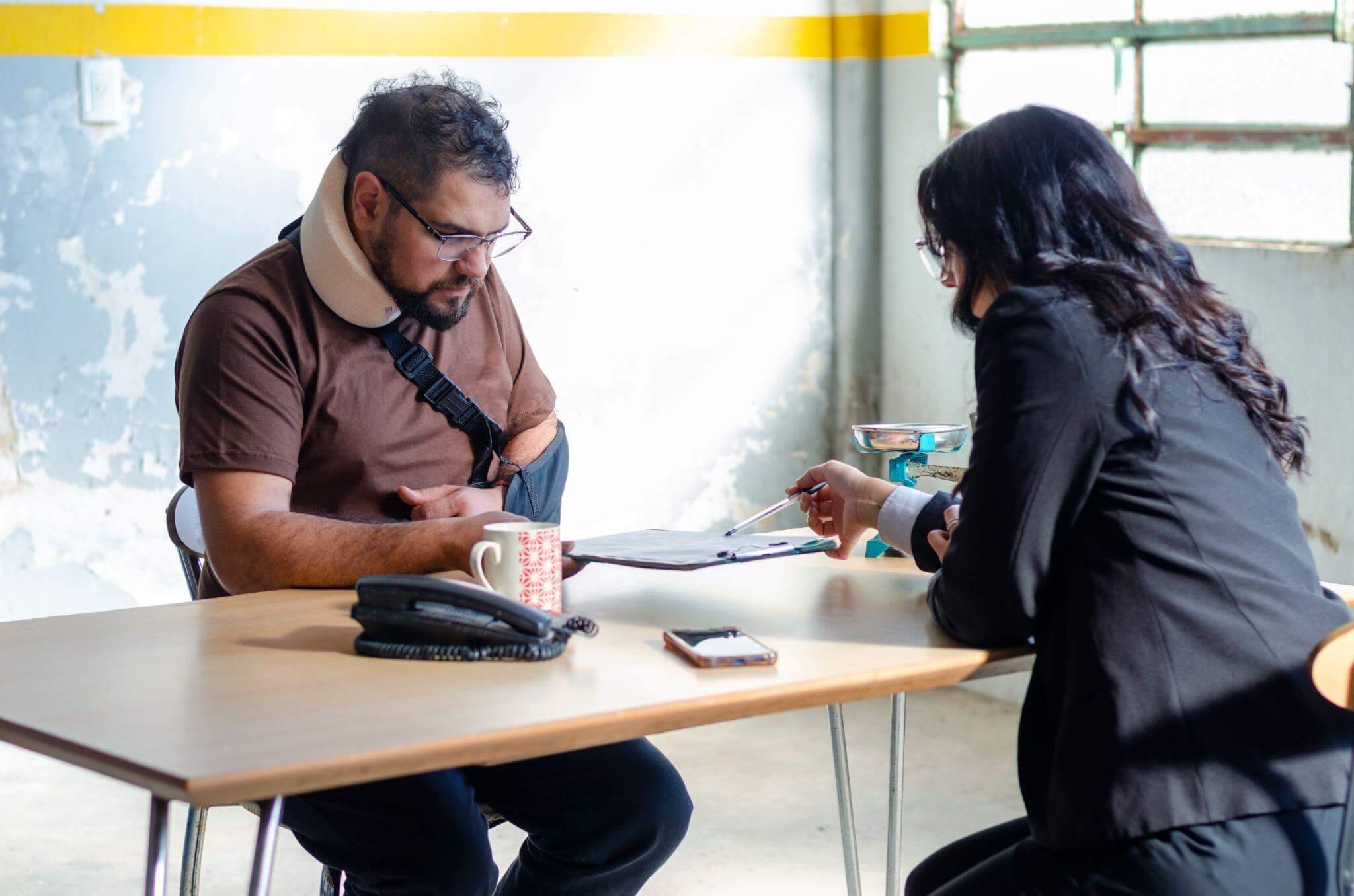 a man and a woman sitting at a table