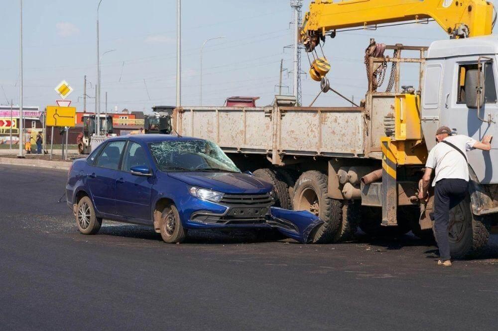 Car crashed into truck after an accident