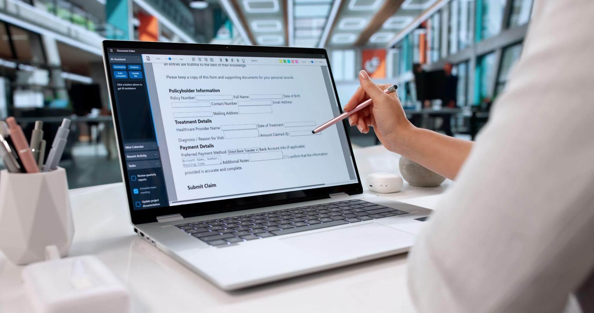 Woman writing on laptop screen researching Michigan PIP benefits